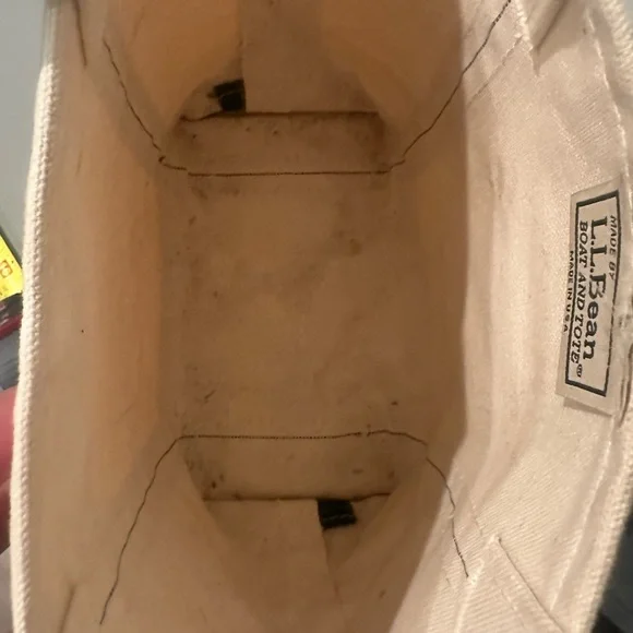 LL Bean Canvas Tote Bag with Green Straps - Picture 3 of 3